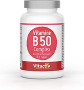 VITAMINE B50 COMPLEX, hoog gedoseerd met alle B-vitamines, vitamine B3, B6 en B12, voor hart, zenuwen, energie en immuunsysteem (60 tabletten)