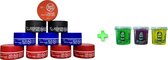 10-pack Voordeelbundel Red One Aqua Hair Wax 4x Red + 3x Blue + 2x Quicksilver + 1x Orange 150ml + 3 stuks Topkwaliteit Ottoman Ultra Strong Hair Gel 150ml - RedOne - Extra voordel