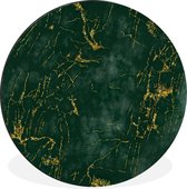 WallCircle - Wandcirkel - Muurcirkel - Marmer - Smaragd - Goud - Aluminium - Dibond - ⌀ 90 cm - Binnen en Buiten