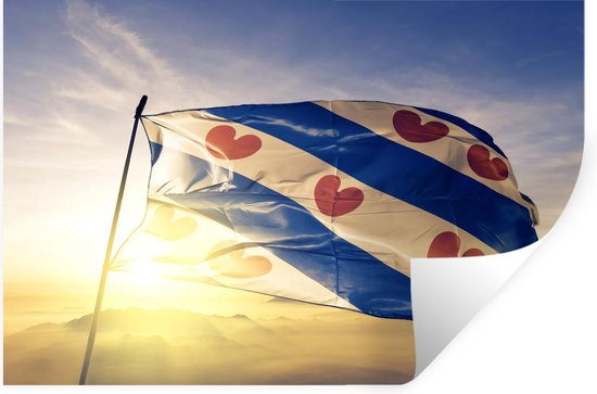 Muurstickers - Sticker Folie - Friesland - Zon - Friese vlag - 60x40 cm - Plakfolie - Muurstickers Kinderkamer - Zelfklevend Behang - Zelfklevend behangpapier - Stickerfolie