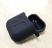 Silicone case geschikt voor Apple Airpods 1&2 - met keychain - zwart