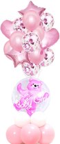 Set 23 Baby ballonnen Beer - thema ballonnen - geboorte - babyshower - gender reveal - Roze