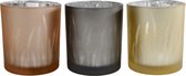 Dulaire Waxinelichthouder Glas Bruin, Zwart En Beige 3 st. - 10 cm