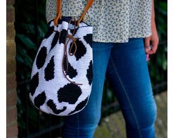 Haakpakket Mochila tasje koeienprint gehaakt hengsel