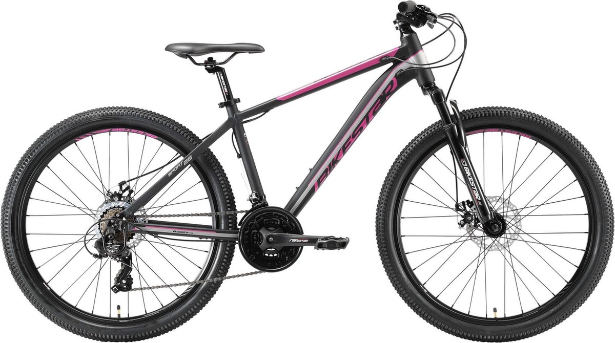 Bikestar 26 inch 21 speed hardtail Sport MTB zwart roze