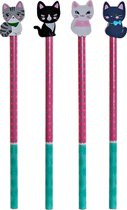 Potlood met Gum DKD Home Decor Kat Hout (4 pcs)