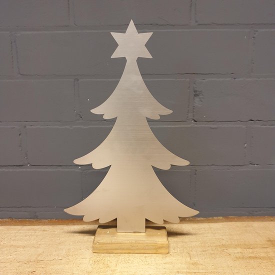 Kerstboom Staal Hout 32 cm hoog 20 cm breed bol