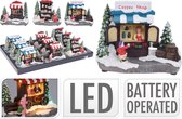Kersthuisjes met verlichting - Kerstdorp - Verkoopshop - Marktkraampjes - Kiosk - Kerstwinkeltje - met Verlichting - B/O - Set van 3 stuks
