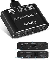 DrPhone ARC9 4K@60Hz HDMI 2.0b Audio Extractor met 7.1 Kanaal / 5.1 DTS /Dolby ATMOS + HDMI naar HDMI + HDMI 7.1Ch + Optische Toslink SPDIF + 3.5mm Audio - HDR 10- HDCP2.2 –Zwart