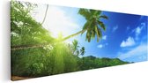 Artaza Canvas Schilderij Strand Tijdens Zonsondergang In Seychellen - 60x20 - Foto Op Canvas - Canvas Print