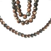 Ketting-Bruin-Steen-Allergievrij-Stretch-8 mm-Handbeperking-55 cm-Kort-Rond-Charme Bijoux