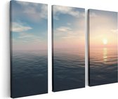 Artaza Canvas Schilderij Drieluik Zee Water Tijdens Zonsondergang - 120x80 - Foto Op Canvas - Canvas Print