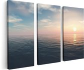 Artaza - Triptyque de peinture sur toile - Water de mer au coucher du soleil - 120x80 - Photo sur toile - Impression sur toile
