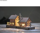 Rayher - Houten bouwset van twee winter/kerst huisjes INCLUSIEF VERLICHTING