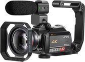 ORDRO AC5 4K HD Nachtzicht WiFi 12X optische zoom Digitale video DV-camera Camcorder, stijl: standaard + microfoon + handheld-standaard (zwart)