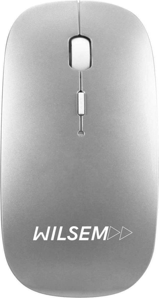 Draadloze Muis - Bluetooth - USB Muis- Oplaadbare Computermuis - Draadloos met Stille Klik - Zilver - Wilsem ®