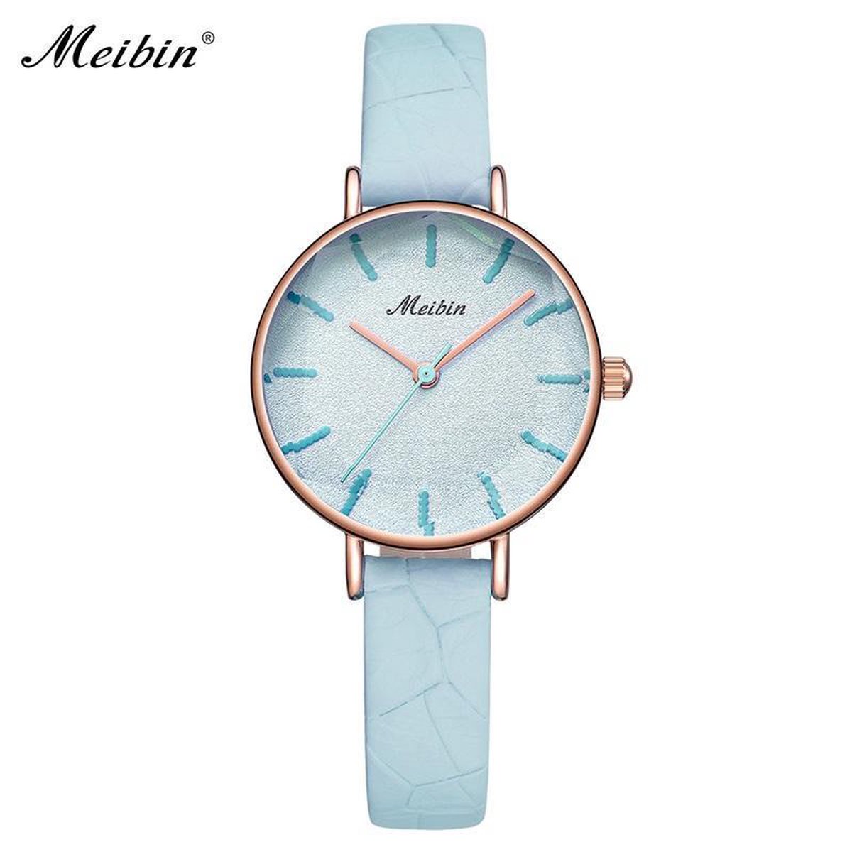 Longbo - Meibin - Dames Horloge - Licht Blauw/Rosé - 27mm