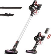 AnMo Accu-stofzuiger - Draadloze Stofzuiger - 4-in-1 Steelstofzuiger en Kruimeldief - 160W - Snoerloos - Zakloos - Oplaadbaar - Rood/Grijs