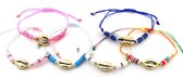 Dielay - Set Armbanden - Schelpen Goudkleurig - Set van 12 Stuks - Lengte Verstelbaar