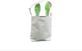 Paas tas | Tas met konijnen oren | Beige met groen | Jute | Gevoerd tasje