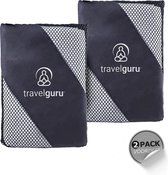 TravelGuru - Set de 2 grandes serviettes de voyage en microfibre (85 * 150 cm) - Serviette légère à séchage rapide, idéale pour le sport, les voyages, l' outdoor et la plage - Serviette de voyage en microfibre XL - Grijs