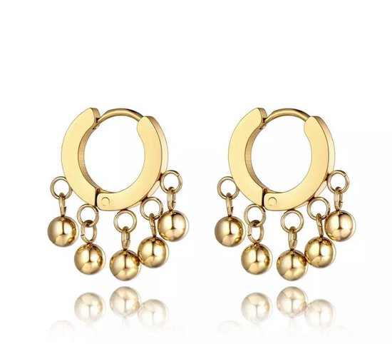 Quattro' oorbellen met zirkonia - Goldplated 925 Zilver