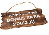 Woodart tekstbord Bonus papa naturel  12x30 cm