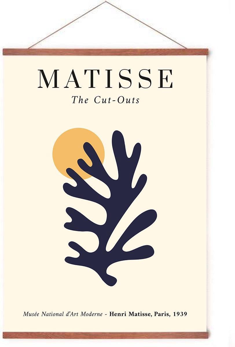 Esque Poster In Posterhanger - 'Blue Flower' - Kader Hout - Henri Matisse - Kunst Print - 70x50 cm - Ophangsysteem Blauw