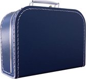 Kinderkoffer 35cm Donkerblauw - Logeerkoffer - Kartonnen koffer - Speelkoffer - Poppenkoffer- Opbergen - Cadeau - Decoratie