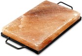 Himalaya zoutsteen grill -Selnature- inclusief RVS silver houder 20x30x3,2 cm en weegt 5 kilo. Voor thuis in de oven of op de barbecue