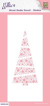 MMSSL-022  Nellie Snellen stencil Mixed Media - Slim line - Xmas tree - kerstboom dennenboom kerst