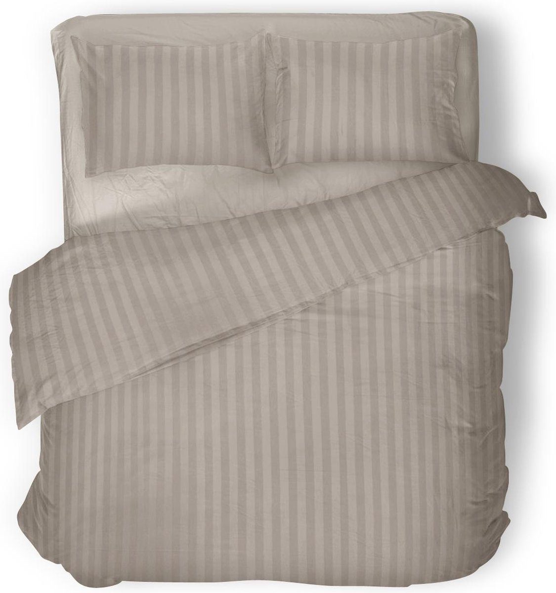 Dekbedovertrek - 260x200/220 - Uni - Satijnstreep / Satijn Streep - Hotel Kwaliteit Satin Stripe - Sand