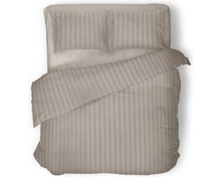 Dekbedovertrek - 260x200/220 - Uni - Satijnstreep / Satijn Streep - Hotel Kwaliteit Satin Stripe - Sand