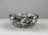 Kom Porselein - 15.5cm - Kom - Zwart/Wit - Plantprint - Schaal