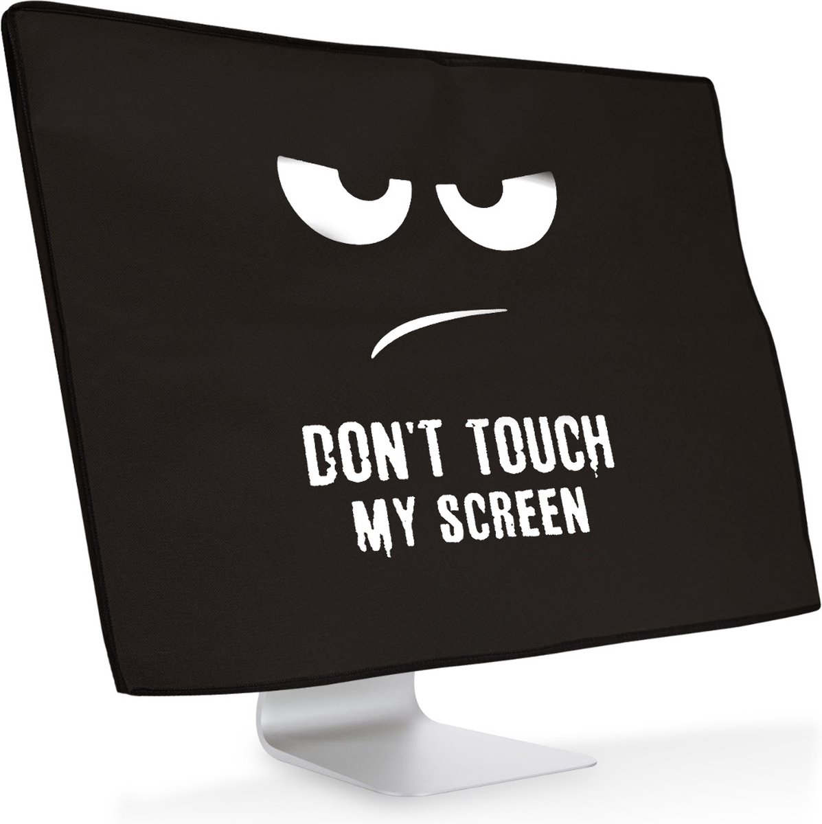 kwmobile beschermhoes monitor geschikt voor 20-22" Monitor - Computerscherm cover - Computer accessoires - PC scherm hoes in wit / zwart - Don't Touch My Screen design
