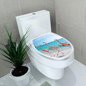 Premium Paintings - Stickers - stickers voor wc bril - decoratie klep wc - Flamingo - Toilet decoratie