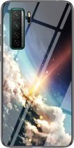 Voor Huawei nova 7 SE Sterrenhemelpatroon Gehard Glas + TPU Schokbestendige Beschermhoes (Heldere Sterrenhemel)