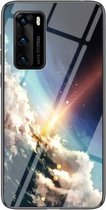 Voor Huawei P40 Sterrenhemelpatroon Gehard Glas + TPU Schokbestendige Beschermhoes (Heldere Sterrenhemel)