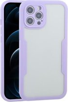 Acryl + TPU 360 graden volledige dekking schokbestendige beschermhoes voor iPhone 12 Pro Max (paars)