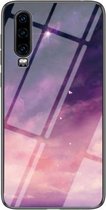 Voor Huawei P30 Sterrenhemelpatroon Gehard Glas + TPU Schokbestendige Beschermhoes (Fantasie Sterrenhemel)