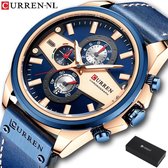 Horloges voor Mannen Heren Horloge Curren Herenhorloge Watch - Jongens Horloges - Blauw Rosé - Litts®