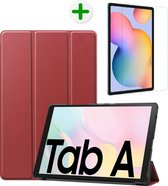 Samsung Galaxy Tab A7 Hoes en Screenprotector - Tri-fold Book Case en Tempered Glass Cover - 10.4 inch - Donker Rood