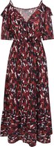 Cassis - Female - Lange jurk met een grafische dierenhuidprint  - Roodbruin