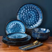 Serviesset 4 personen - 12delig - Handgemaakt keramiek - Vancasso Blauw