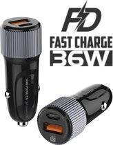 36W Auto Oplader | 36W USB C Super Fast Car Charger | Total PD PPS Samsung Galaxy Note 10 Plus/Note 20 Ultra/S20 Ultra 5G/S21/A70/A71/Z fold 2 5g/M31s/Tab S7 Plus,45W + 18W QC3.0 Dual Ports