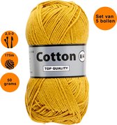 Lammy yarns Cotton eight 8/4 dun katoen garen - oker geel (846) - pendikte 2,5 a 3mm - 5 bollen van 50 gram