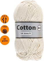 Lammy yarns Cotton eight 8/4 dun katoen garen - ecru (016) - naald 2,5 a 3mm - 1 bol van 50 gram - heerlijk voor een zomers project