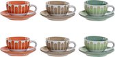 Set van koffiekopjes DKD Home Decor Metaal Keramiek (160 ml) (6 pcs)