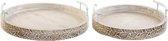 Set van trays DKD Home Decor Tropisch Metaal Mangohout (45 x 45 x 11 cm)