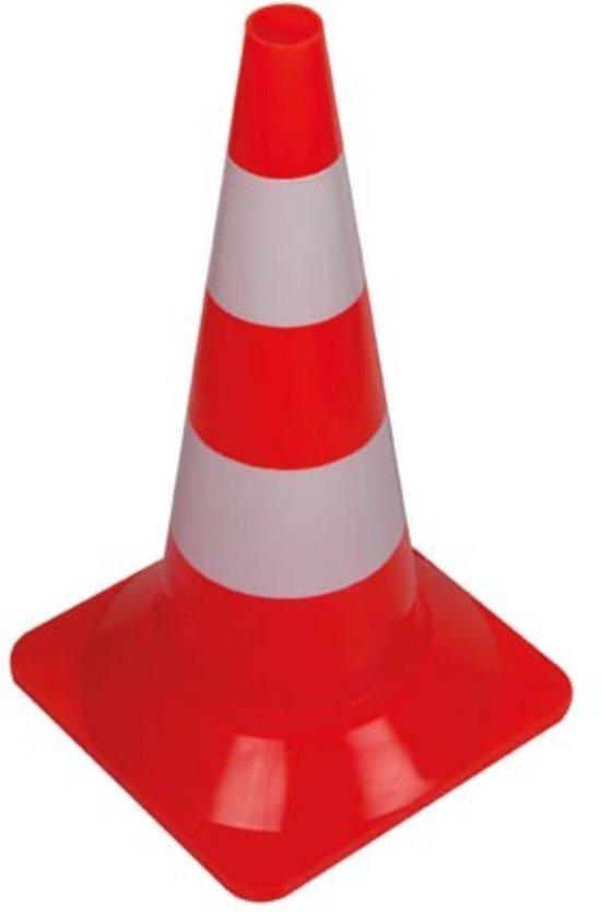 ECD Germany 10 stuks verkeerskegels pylonen 50 cm - oranje-wit - reflecterende pylonen - verkeerskegels waarschuwingskegels verkeerskegels markeringskegels veiligheidskegels